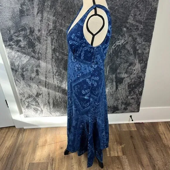 Polo Ralph Lauren Asymmetrical Sleeveless Blue Patchwork Dress Lined Women's 12 - Picture 4 of 14